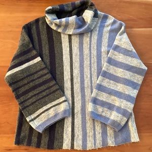 SIONI Striped Pullover Cowl Neck Sweater-Size Large